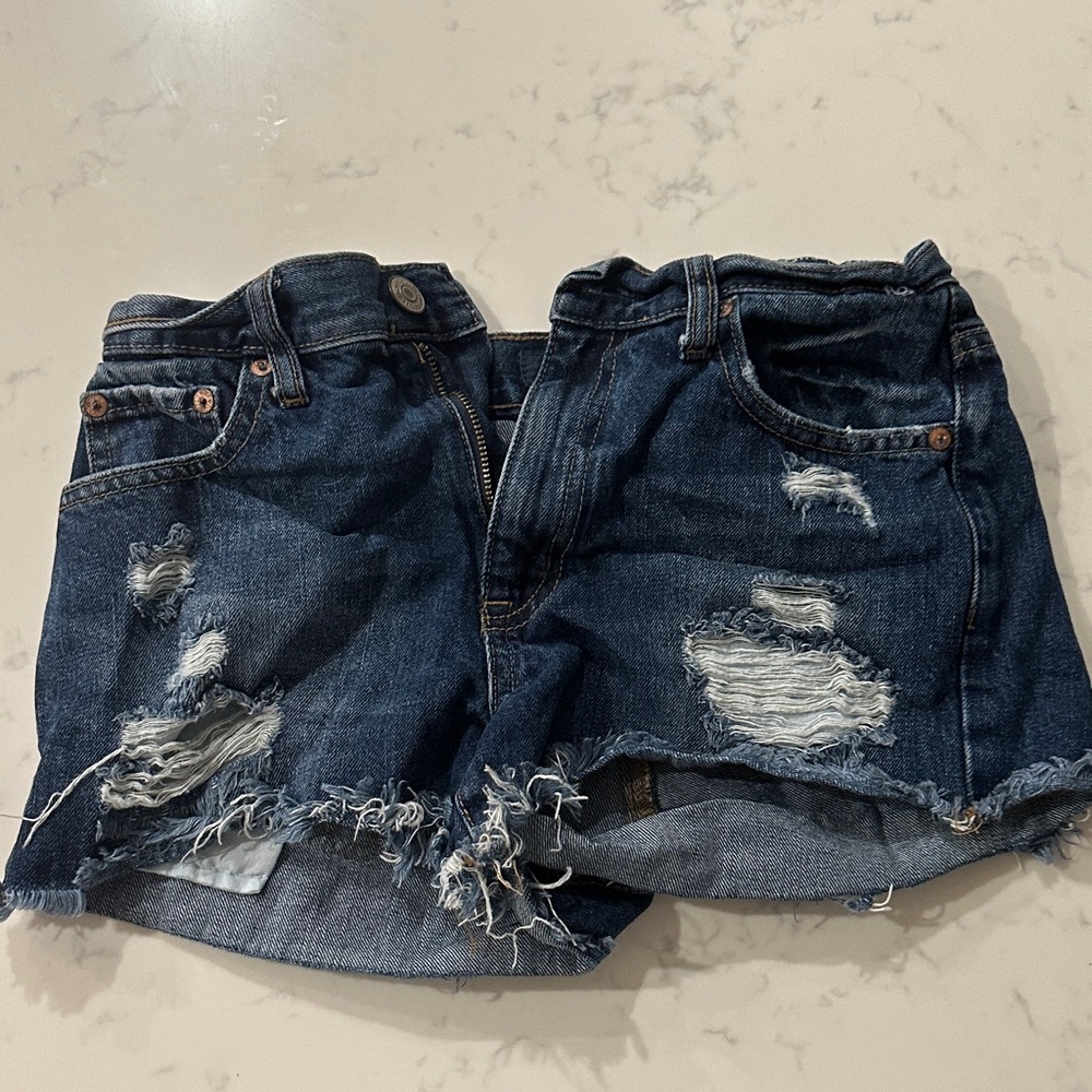 Aeropostale Dark Blue Distressed Jean Shorts